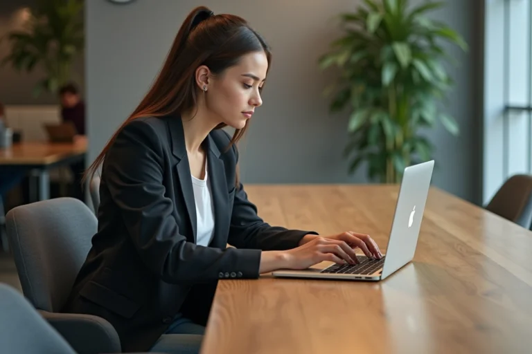 Jeune femme professionnelle analysant des données marketing